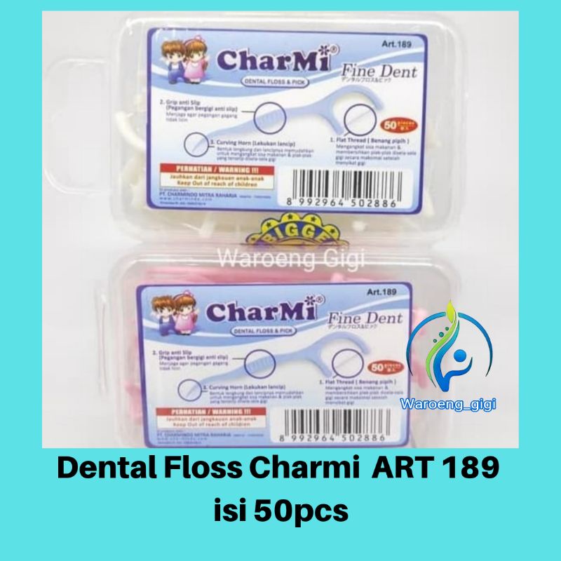 Charmi Dental Floss &amp; Pick / Charmi Fine Dent ART 189 / Tusuk gigi benang gigi charmi isi 50pcs