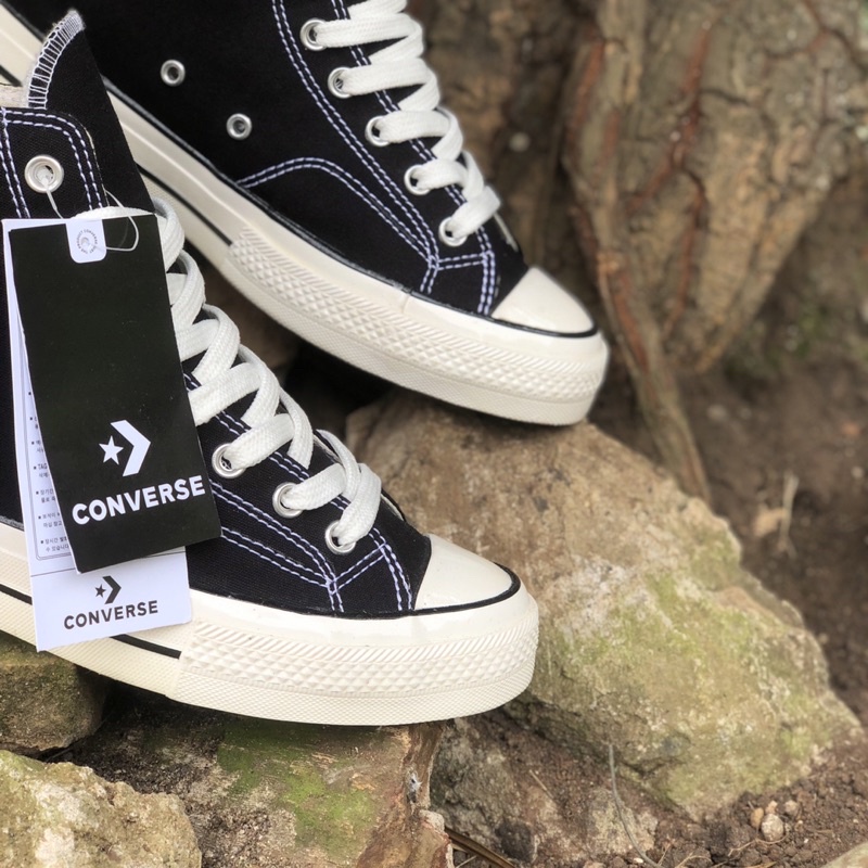 ( PROMO BAYAR DI TEMPAT ) Sepatu Converse 70s High Black White Pria Wanita