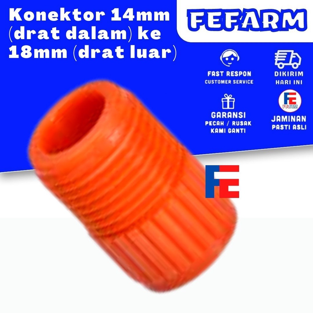 KONEKTOR STIK SPRAYER ELEKTRIK 18MM DRAT LUAR KE 14MM DRAT DALAM FEFARM