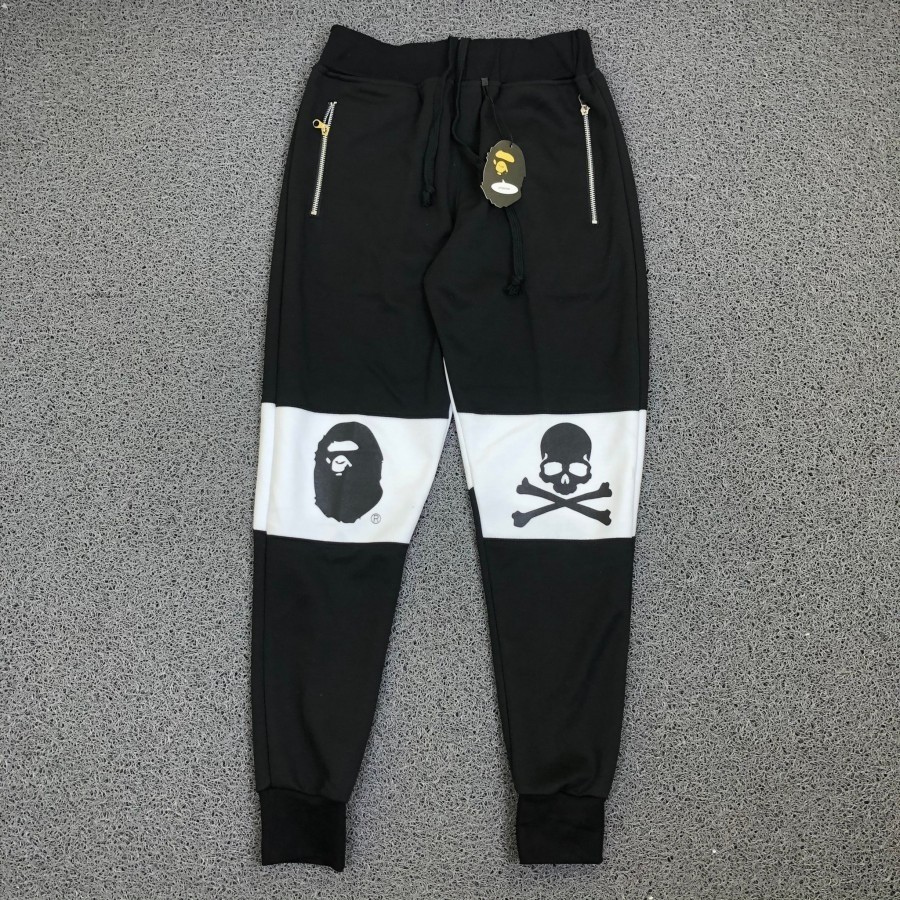 CELANA JOGGER PANTS A BATHING APE BAPE X MASTERMIND HITAM AUTHENTIC PREMIUM BESTSELLER