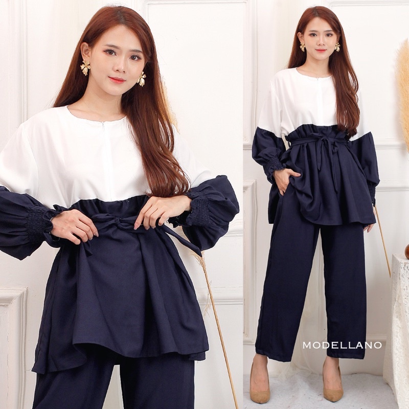 AURA SETCEL SET SHAKILA STELAN JUMBO KOMBINASI PUTIH MURAH SYAKILA MODELLANO POLOS MUSLIM KARET SALE