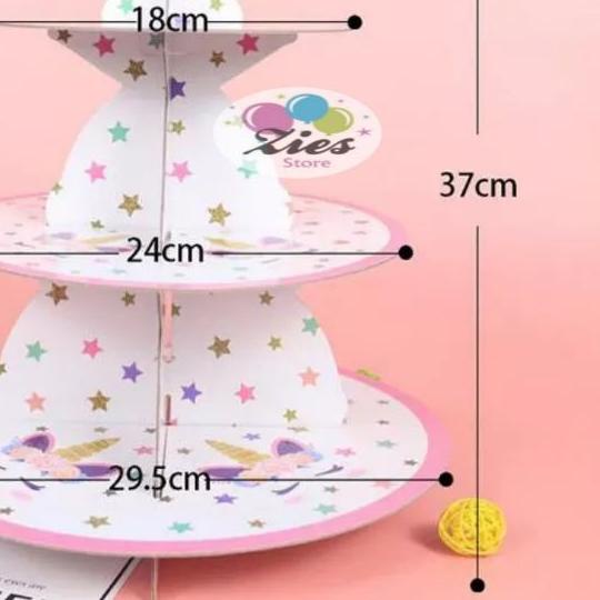 ◘ cake tier / standing cake / tempat kue / cup cake stand unicorn bunga ★