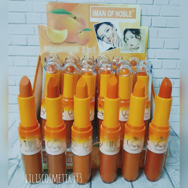 [6PC] LIPSTICK + LIP GLOSS IMAN OF NOBLE 2 IN1 ORANGE NO.5086