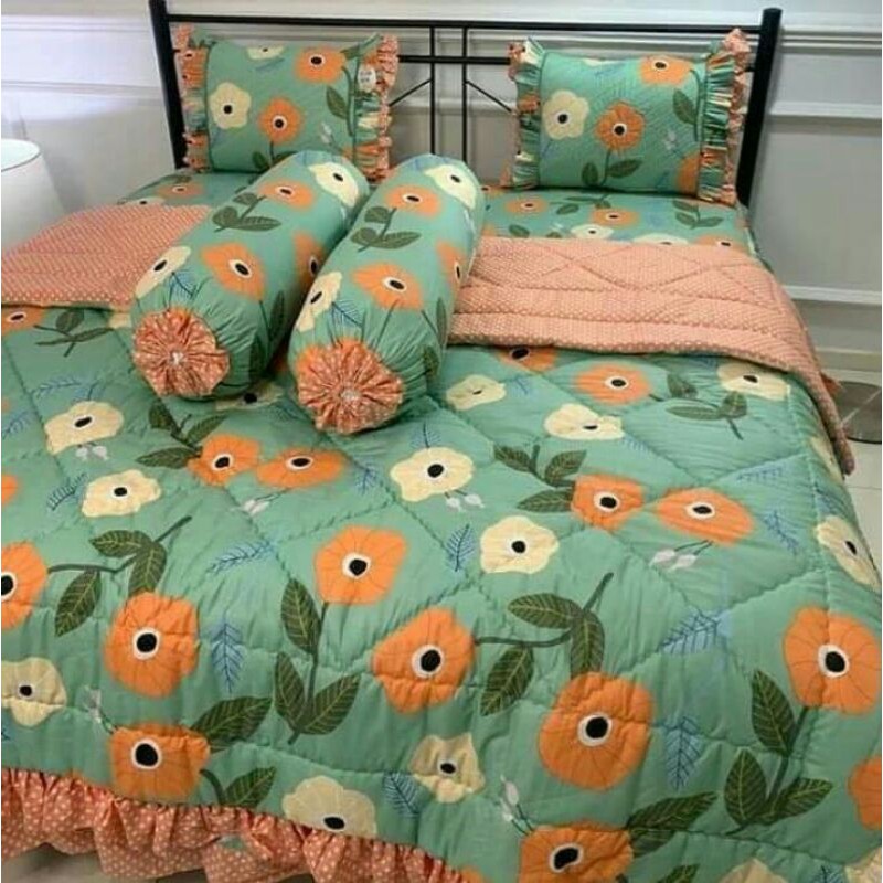 Sprei katun rumbai set bedcover ukuran 100x200-200x200