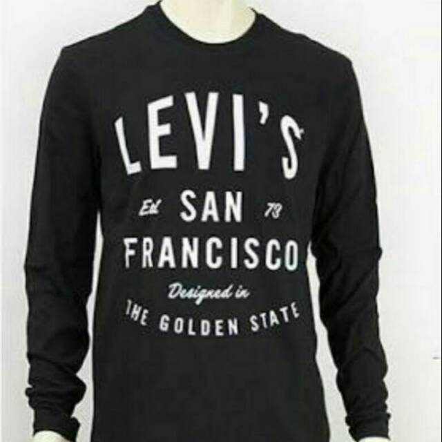 Kaos Lengan Panjang Pria Tshirt Long Sleeves Levis Hitam