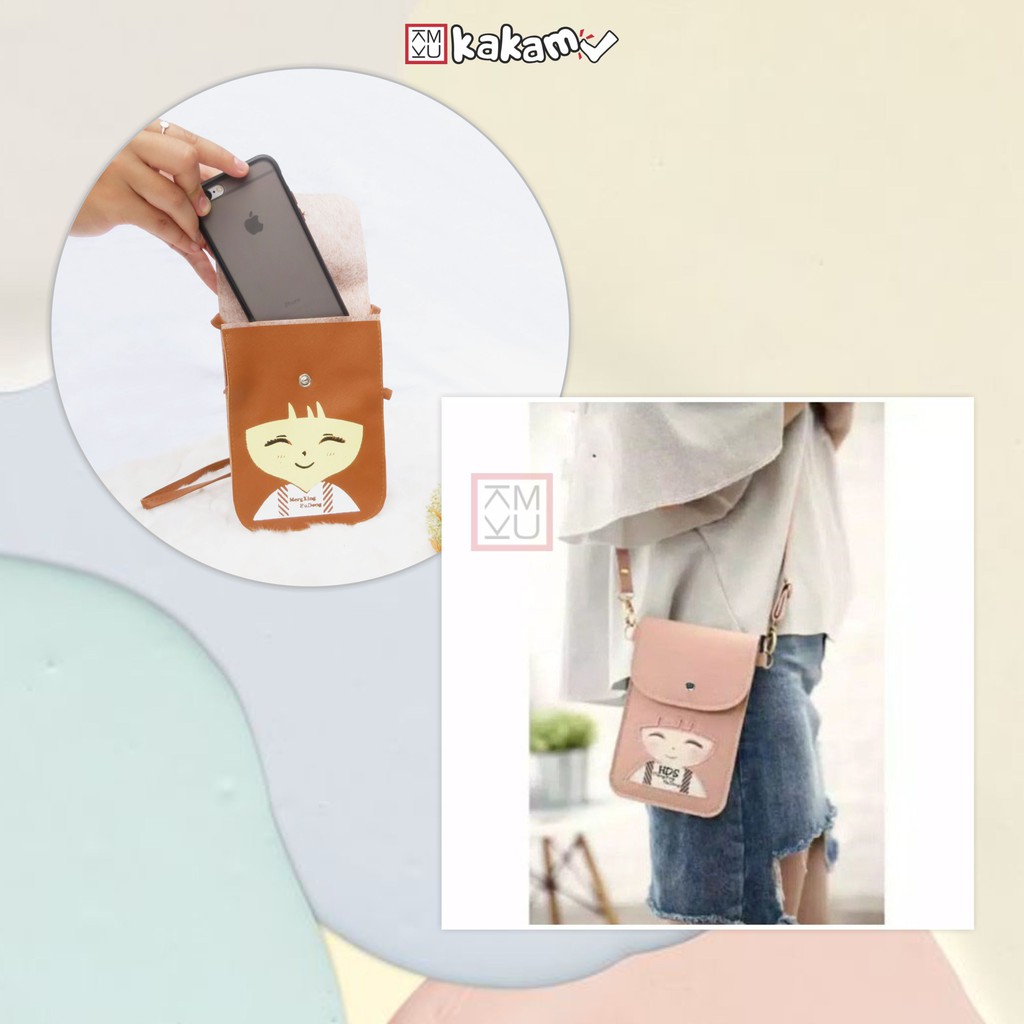 Tas Selempang Minni Handphone Pocket Wanita Karakter Gadis