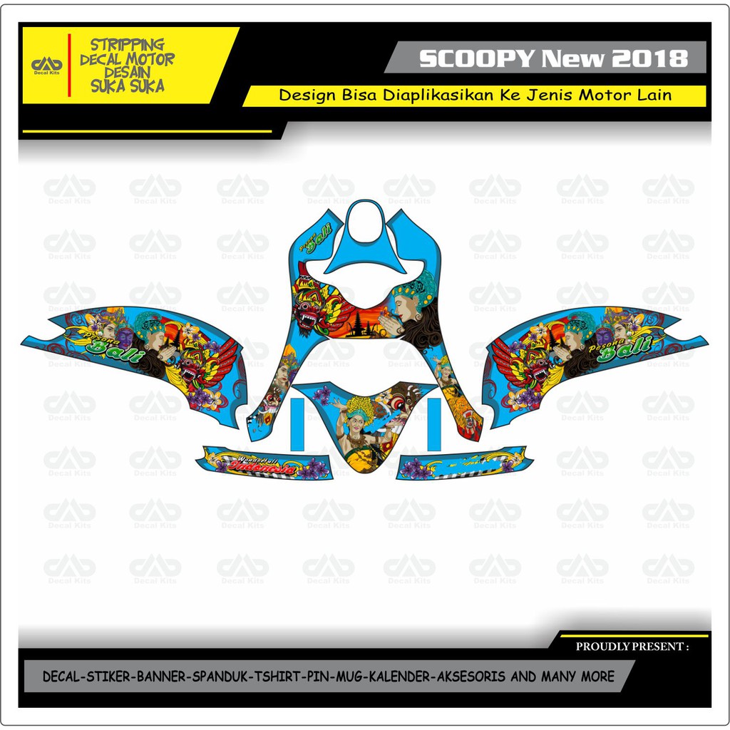 Striping All New Scoopy  Full PESONA BALI BIRU Stiker Decal HONDA SCOOPY WIM-SCOOPY