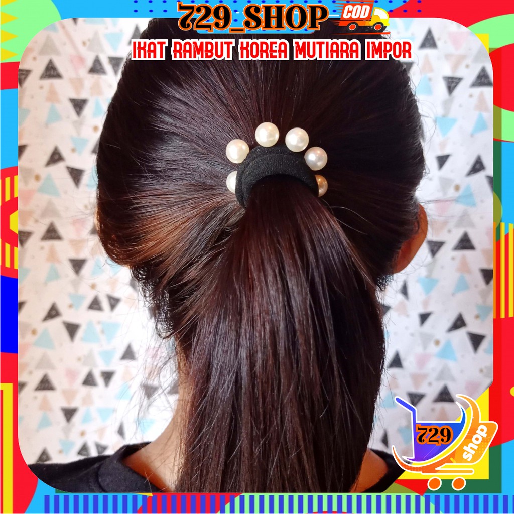 (isi 2) Ikat Rambut Donat Mutiara Kualitas Premium Koren Style Import Best Seller