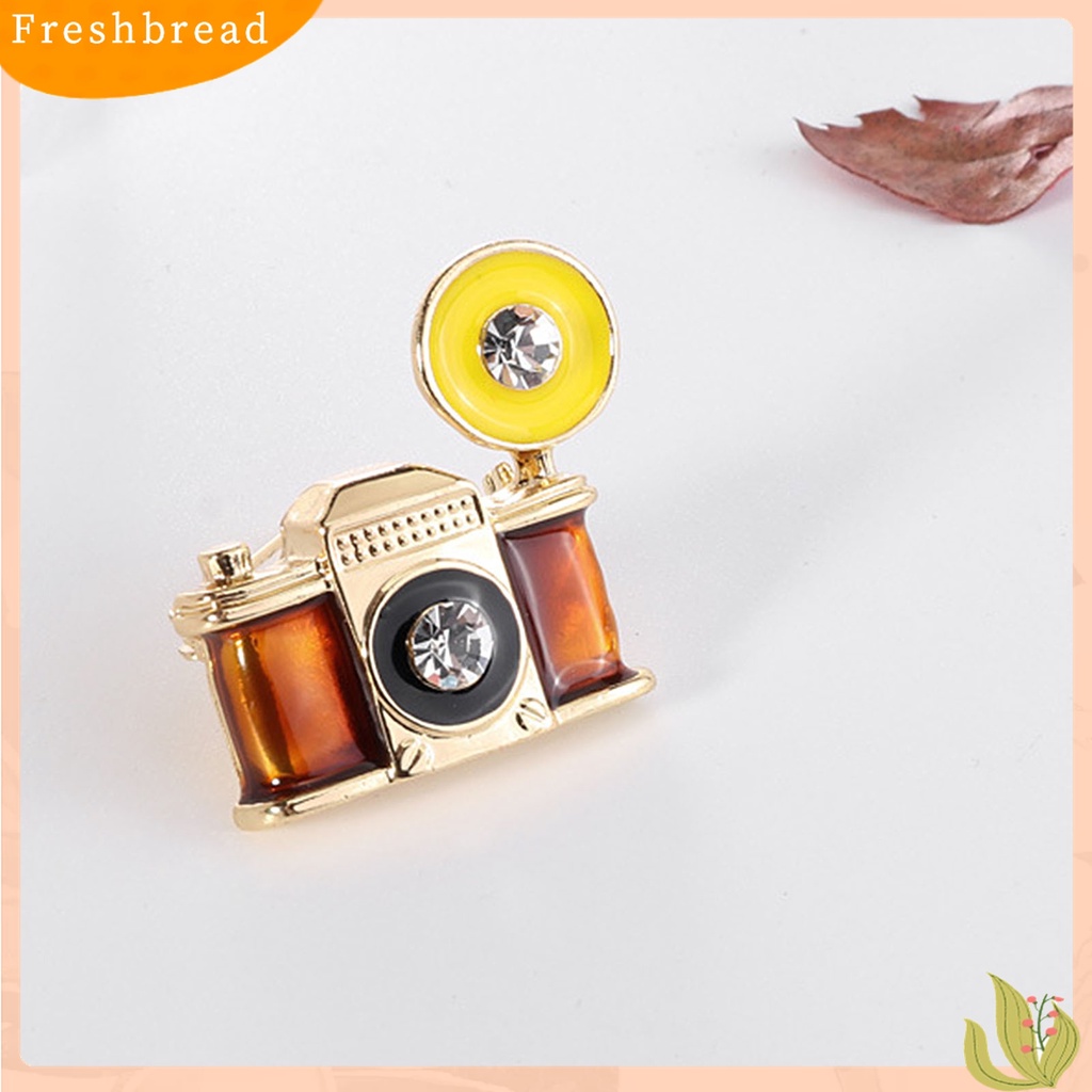 Fresh| Bros Pin Enamel Bentuk Kamera Warna Coklat Gaya Retro Untuk Aksesoris Pakaian