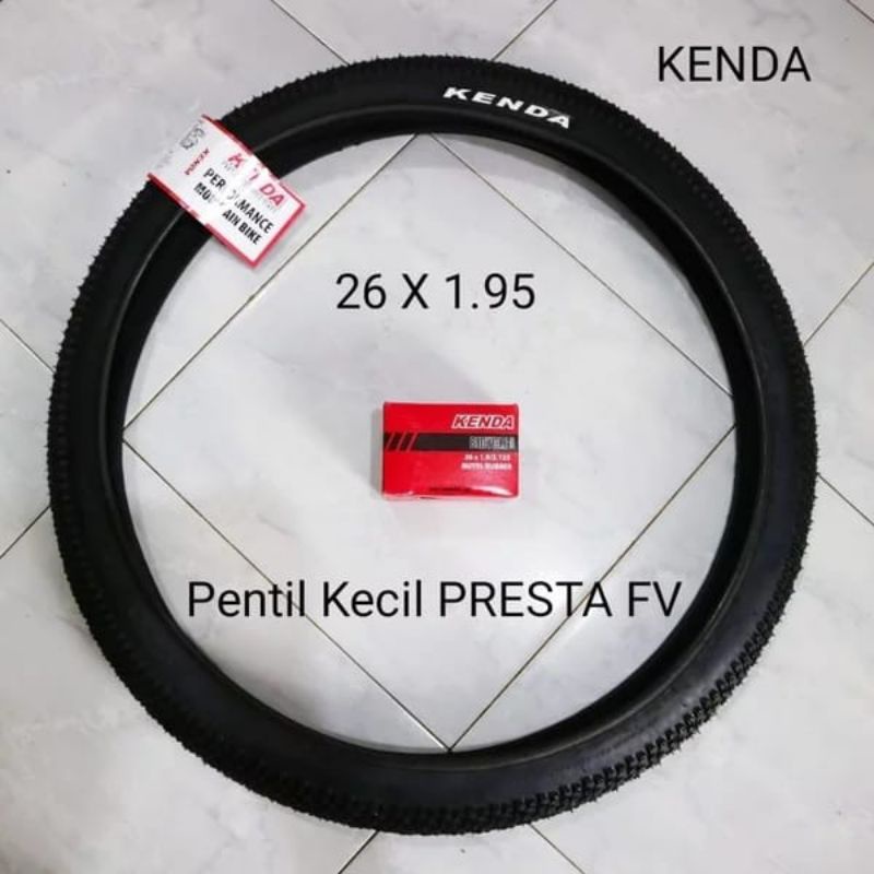 PAKET BAN SEPEDA 26 X 1.95 KENDA DENGAN BAN DALAM PENTIL KECIL PRESTA FV UNTUK SEPEDA MTB 26 INCH