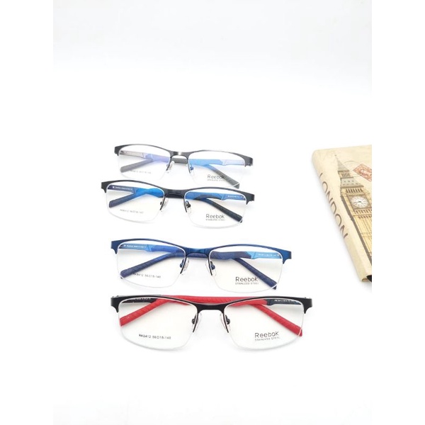 Frame/Kacamata Reebok Pria sporty Size 56.18.140 Paket Lensa minus,Cylinder,Photocromic,Anti radiasi