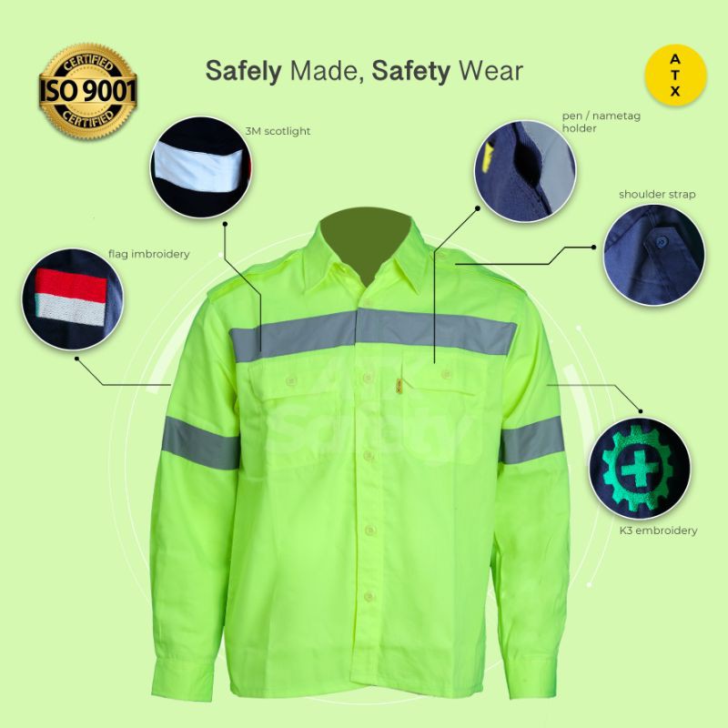 Wearpack Safety Baju Kerja Lapangan Lengan Panjang Merk ATX Stabilo