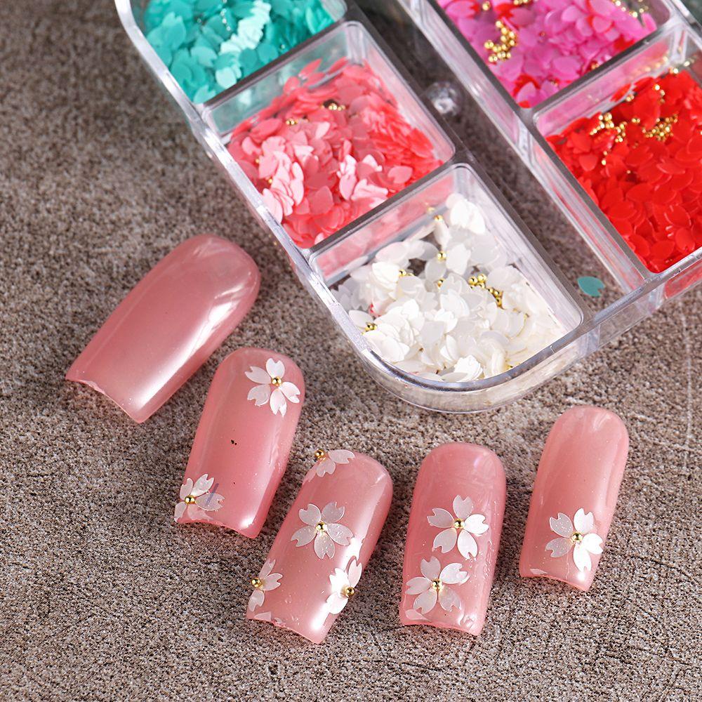 Ornamen Payet Bentuk Kelopak Bunga Sakura Warna-Warni Untuk Aksesoris Manicure