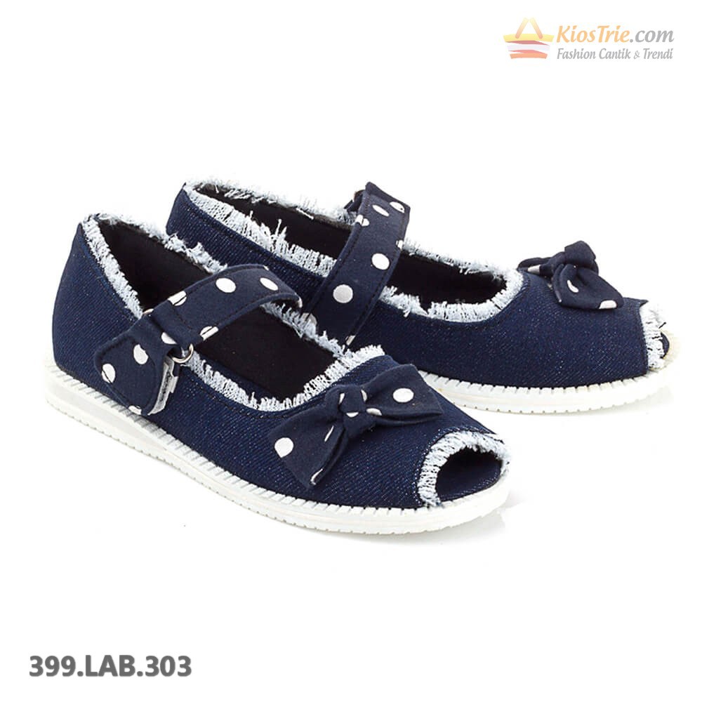 Sepatu Sneakers / Kets Kasual Anak Perempuan | Bahan JEANS | Warna NAVY | Size 31-35 |  303 BAL