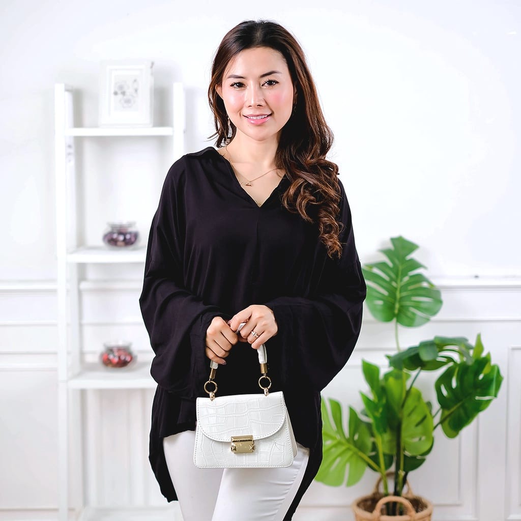 Tq88indonesia Fashion Baju Atasan Jumbo Wanita Terbaru / Vinci RAYON DIAMOND Oversize Shirt  / Blouse  / Blus Polos Lengan Panjang / Busana Santai Cewek / Ootd / Outfit Kekinian