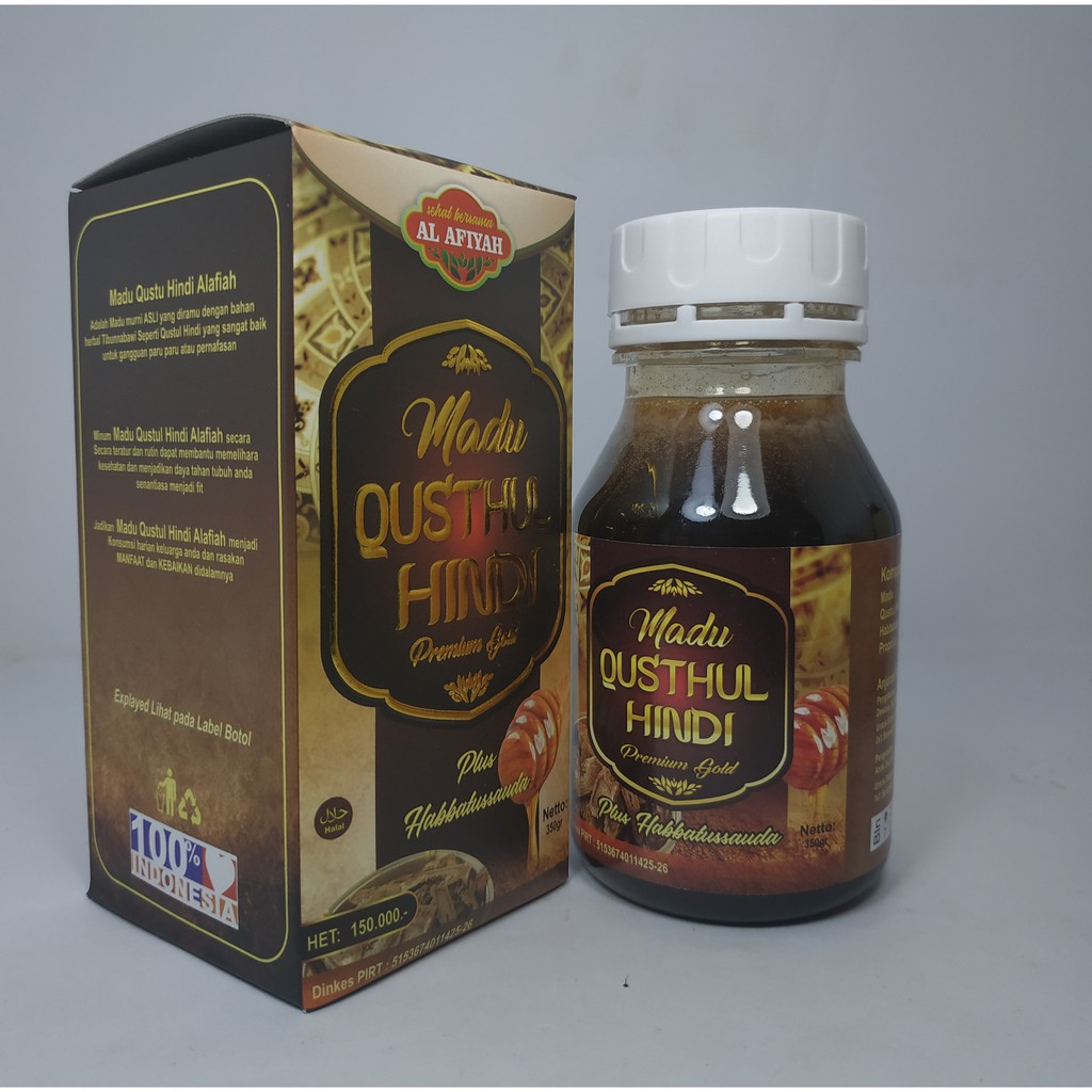 Madu Kustul Hindi -Madu Qusthul Hindi Pemium Gold Plus Habbatusauda al-afiyah Isi 350 gr