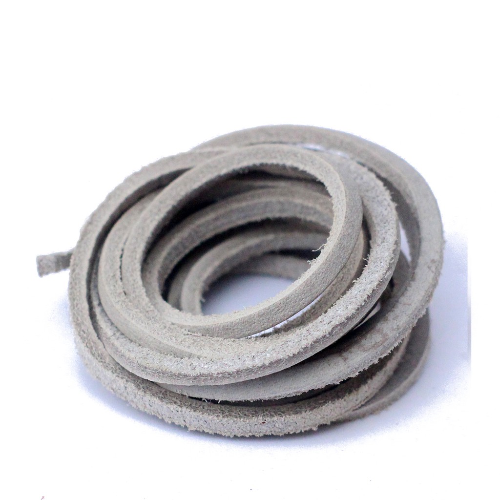 MR Shoelaces LR06 Gray (Abu-Abu) - Tali Sepatu Kulit 60cm 80cm 100cm 120cm 150cm 200cm - Premium Shoelace Leather