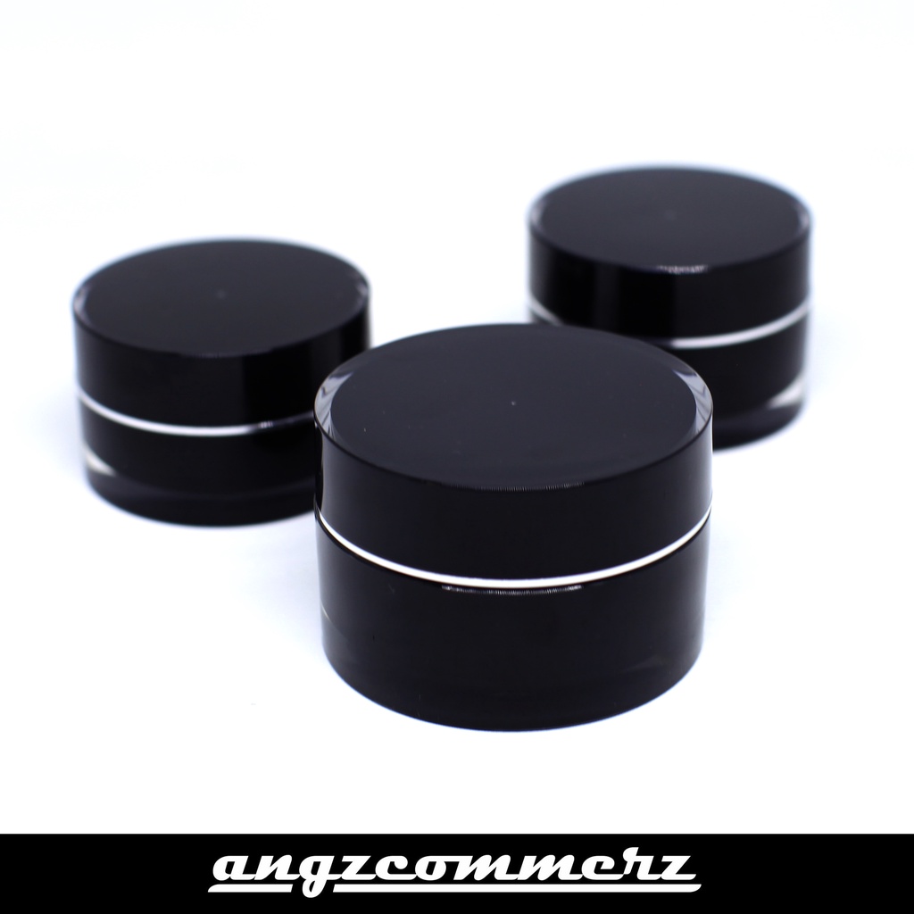 Cream Pot Hitam Wadah Krim Glass Jar Botol Kosmetik Kaca