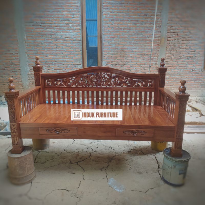 BALE BALE RAHWANA JATI SOLID MELAMIN GLOSY. BANGKU BALE JATI