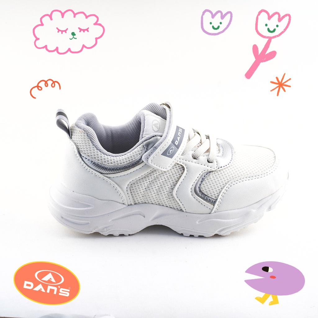 Dans Yelda Sepatu Sneakers Anak Perempuan - White Grey