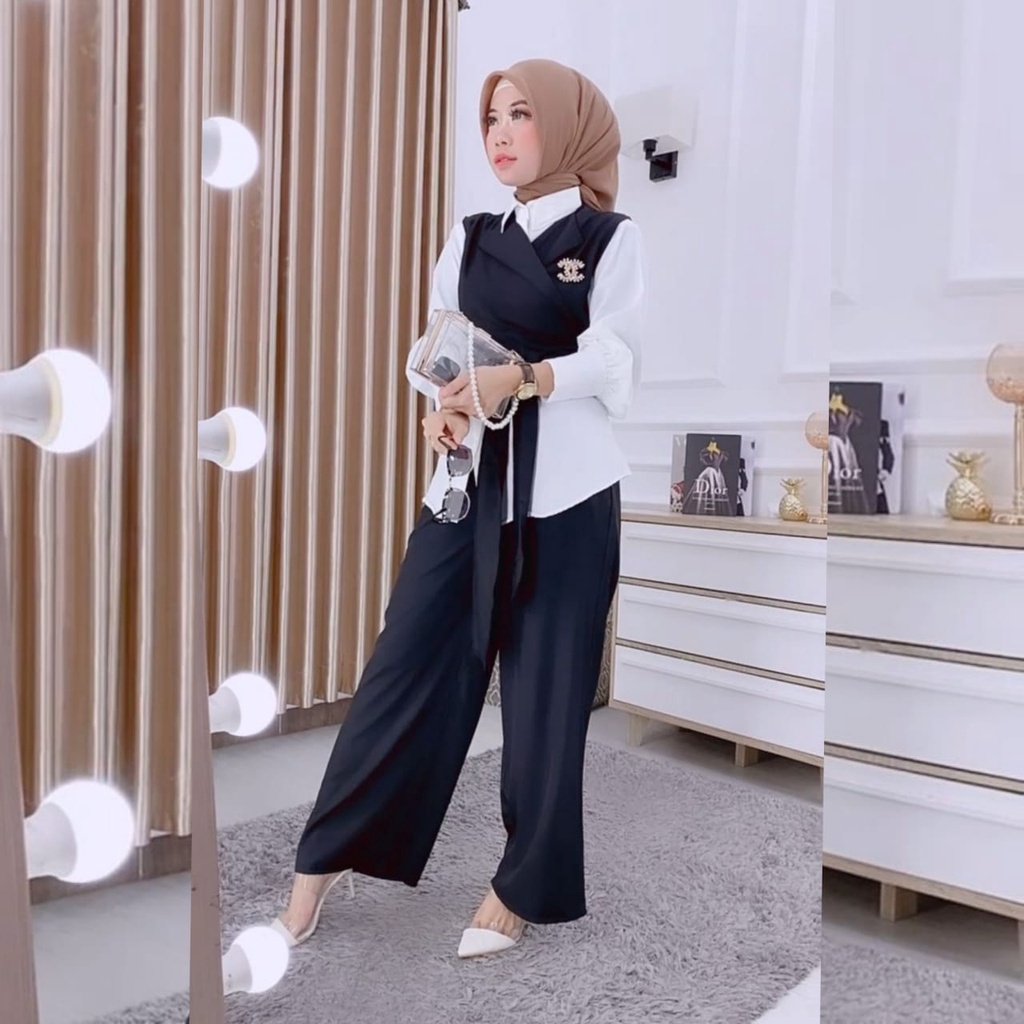 One Set Maudy Ayunda Setelan Outer Wanita Premium Quality // Stelan Polos Wanita Kekinian // Pakaian