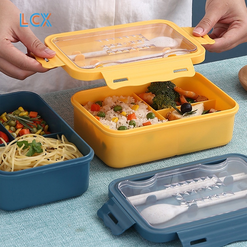 LCX Lunch Box 3 Grid Tempat Makan Dengan Dengan Kotak Sup Dan Sendok Gratis kKtak Bekal VS-55