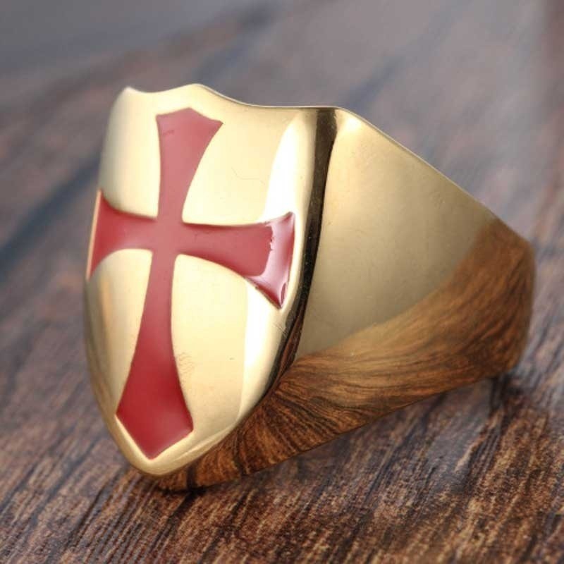 SEUSUK  Vintage Fashion Punk Armor Shield Knight Templar Crusader Cross Ring COD