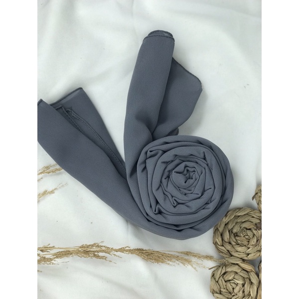 [ambishijab] Pashmina Jahit Tepi Ceruty Baby Doll Premium psmn3-Pewter