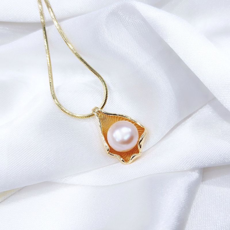 Kalung rodium mutiara air tawar / Kalung rhodium mutiara air tawar / kalung mutiara asli / kaling si