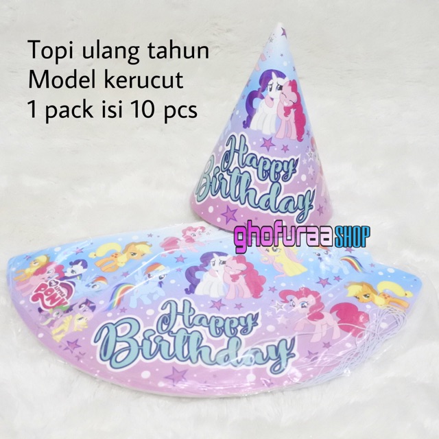 ExtraWrap (CCA) Topi ulang tahun - topi little pony - topi pesta happy birthday kerucut kuda poni -