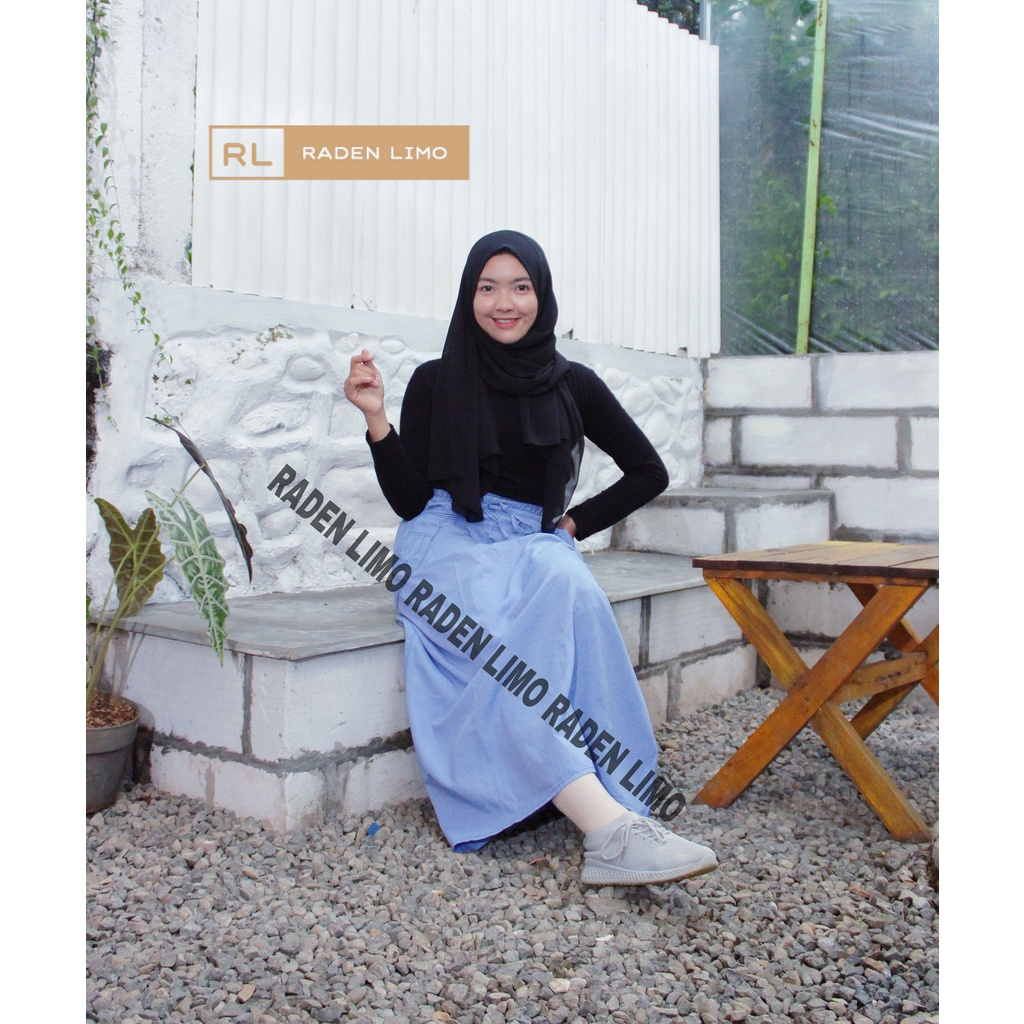 Rok Panjang A soft grey denim tebel lembut - Radenlimo