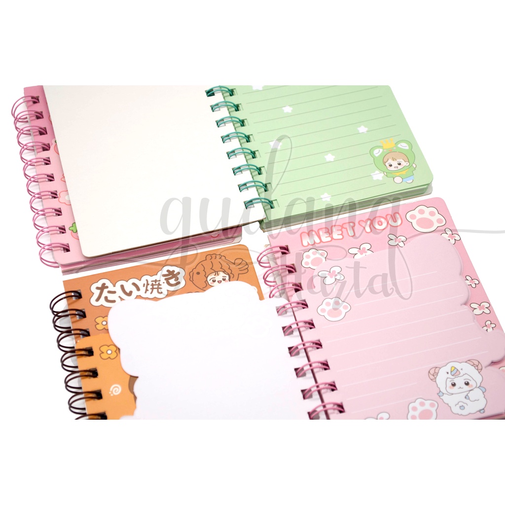 Notebook Mini Spiral Fluffy Girl Buku Motif Beruang Dino Frog Unicorn GH 308073