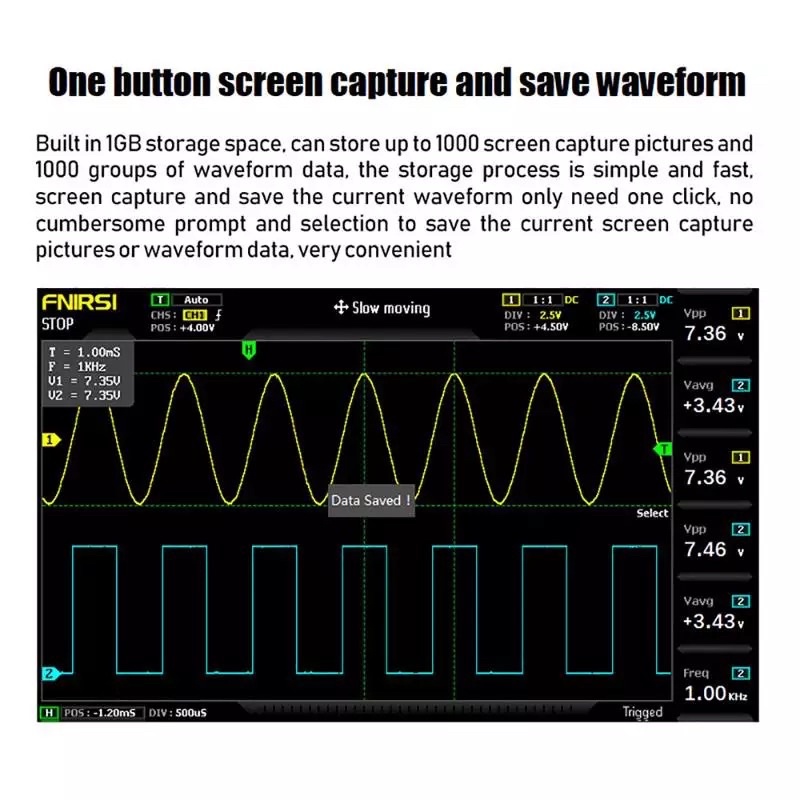 FNIRSI-1014D Digital Oscilloscope 2 In 1 Dual Channel Input Signal Generator 100MHz 1GSa/s