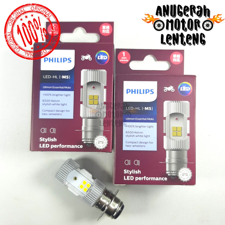 Philips H6 M5 LED Lampu Depan Motor Bebek Matic Hi Low DC Putih