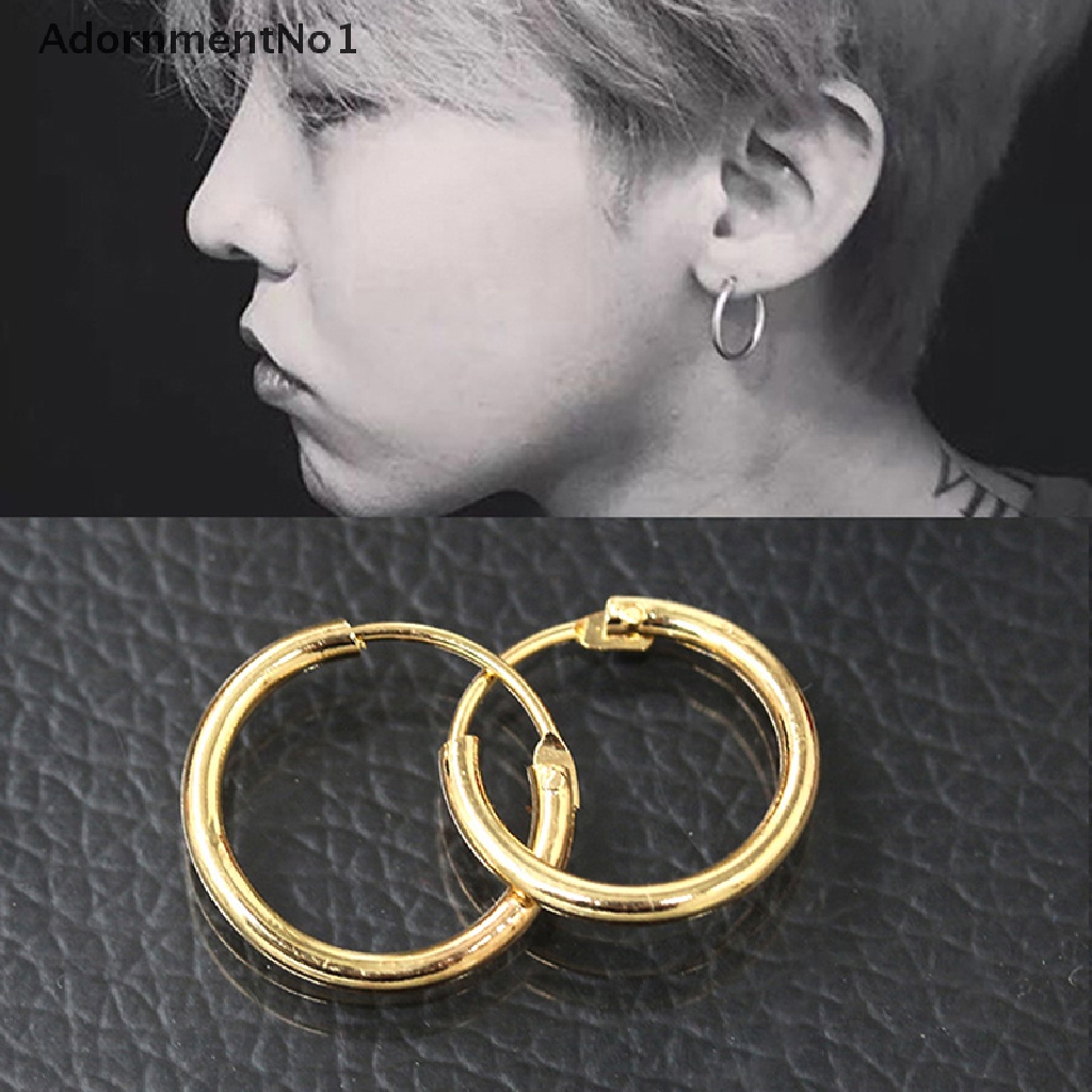 (AdornmentNo1) 2016 Anting Bulat Bahan Sterling Silver Warna Gold Untuk Hidung / Bibir / Telinga