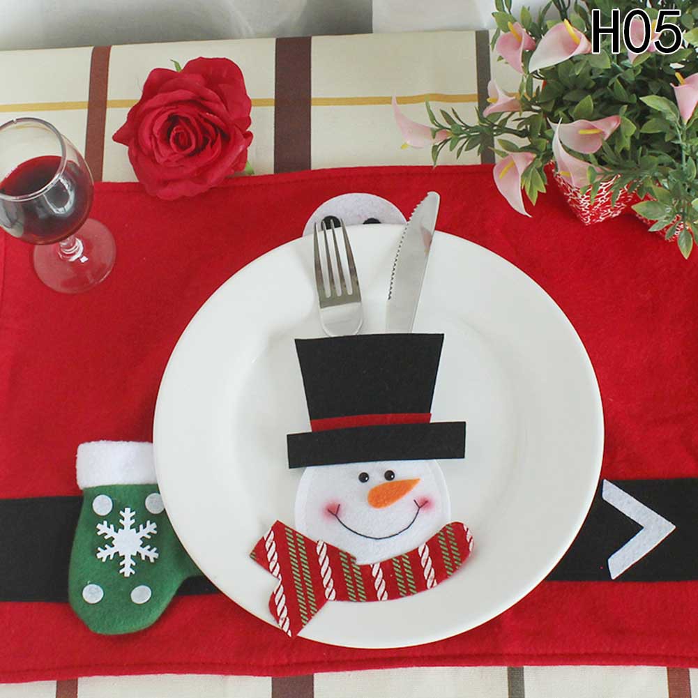 hiasan natal dekorasi christmas sarung sendok cutlery pocket xmas