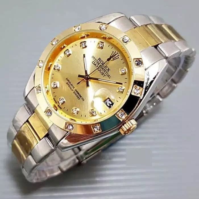 JAM TANGAN PRIA ROLEX ORI OYSTER PERPETUAL DATE JUST RANTAI KOMBINASI ANALOG COWOK 4 WARNA
