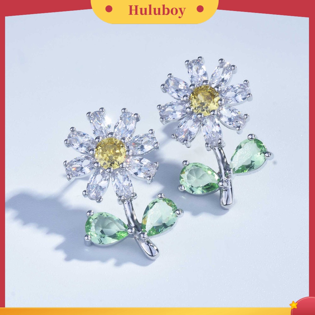 Hu Hu Hu Hu Hu Alat Bantu Pasang Kacamata♡ 1 Pasang Anting Stud Desain Chrysanthemum Kecil Aksen Berlian Imitasi