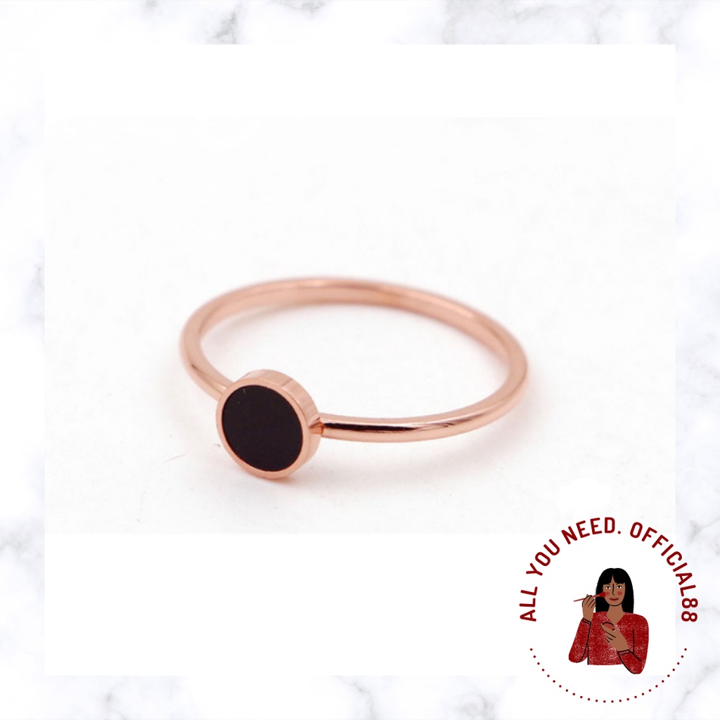 ✿AYN✿K35 Cincin minimalis bulat hitam polos wanita