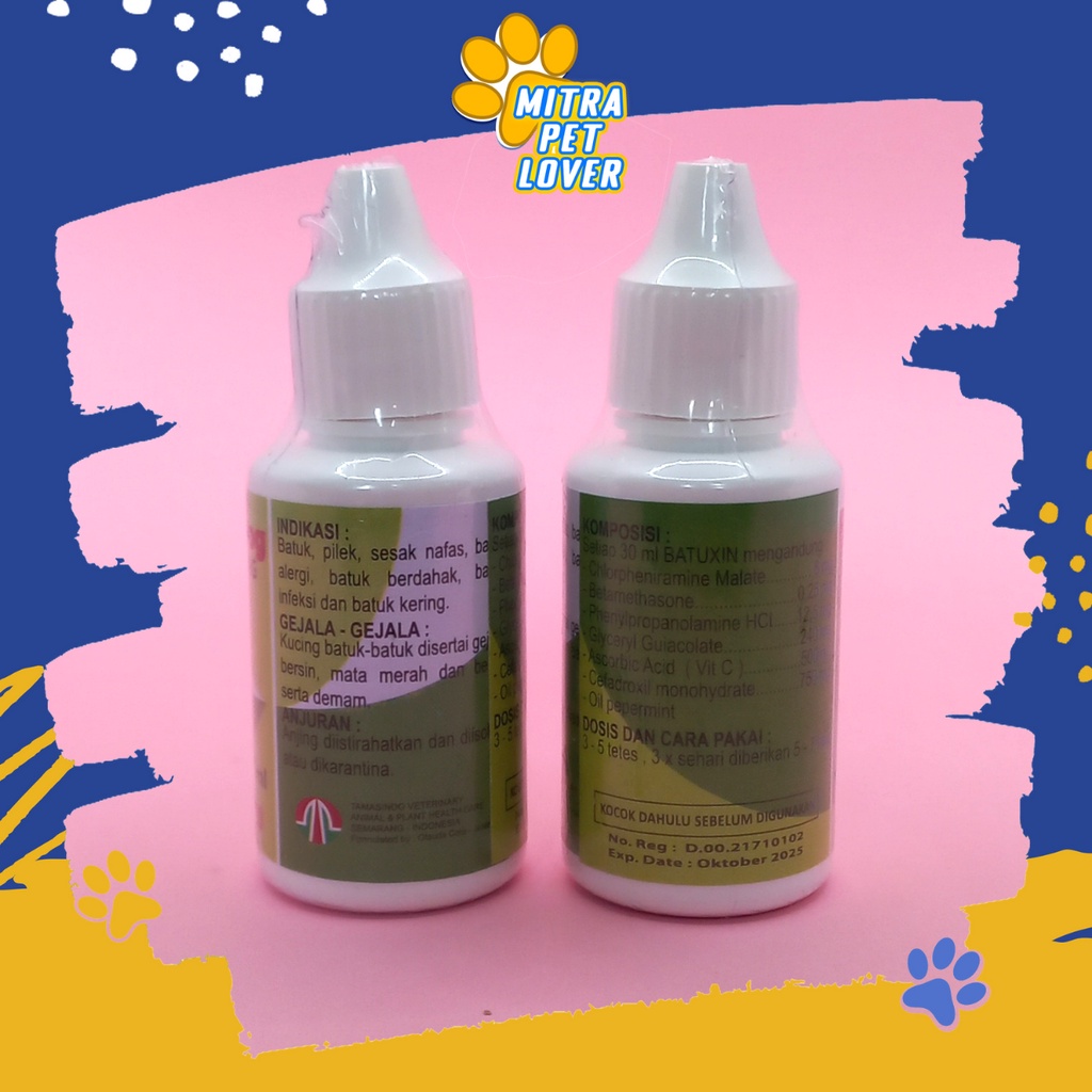 OBAT BATUK PILEK FLU ANJING - BATUXIN DOG 30ML - SEMBUHKAN SESAK NAFAS BERSIN ALERGI INFEKSI PUPPIES DOGGIE DEMAM - MURAH GARANSI KUALITAS ASLI ORIGINAL - PET ANIMAL HEALTHCARE &amp; VETERINARY TAMASINDO OBAT &amp; VITAMIN HEWAN BINATANG PELIHARAAN MITRAPETLOVER