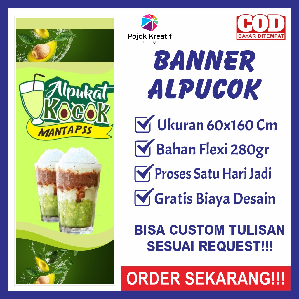 Banner Baner Bener Benner Spanduk Sepanduk Backdrop Plang Promosi Usaha Jual Jualan Jus Juice Minuma