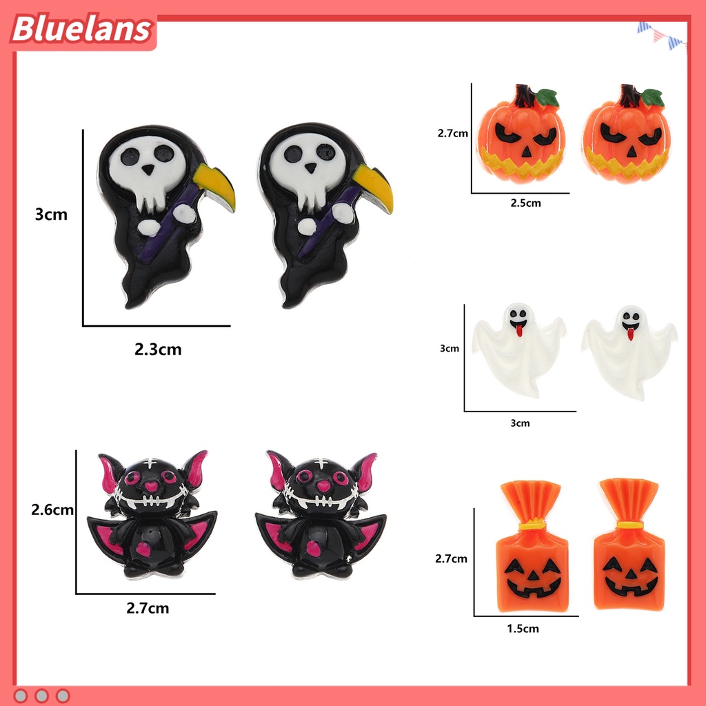 1 Pasang Anting Stud Bentuk Labu Halloween Bahan Plastik Untuk Pesta