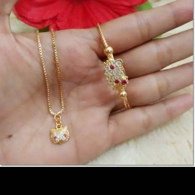 Kalung anak hello kitty set gelang kepala hello kitty 1