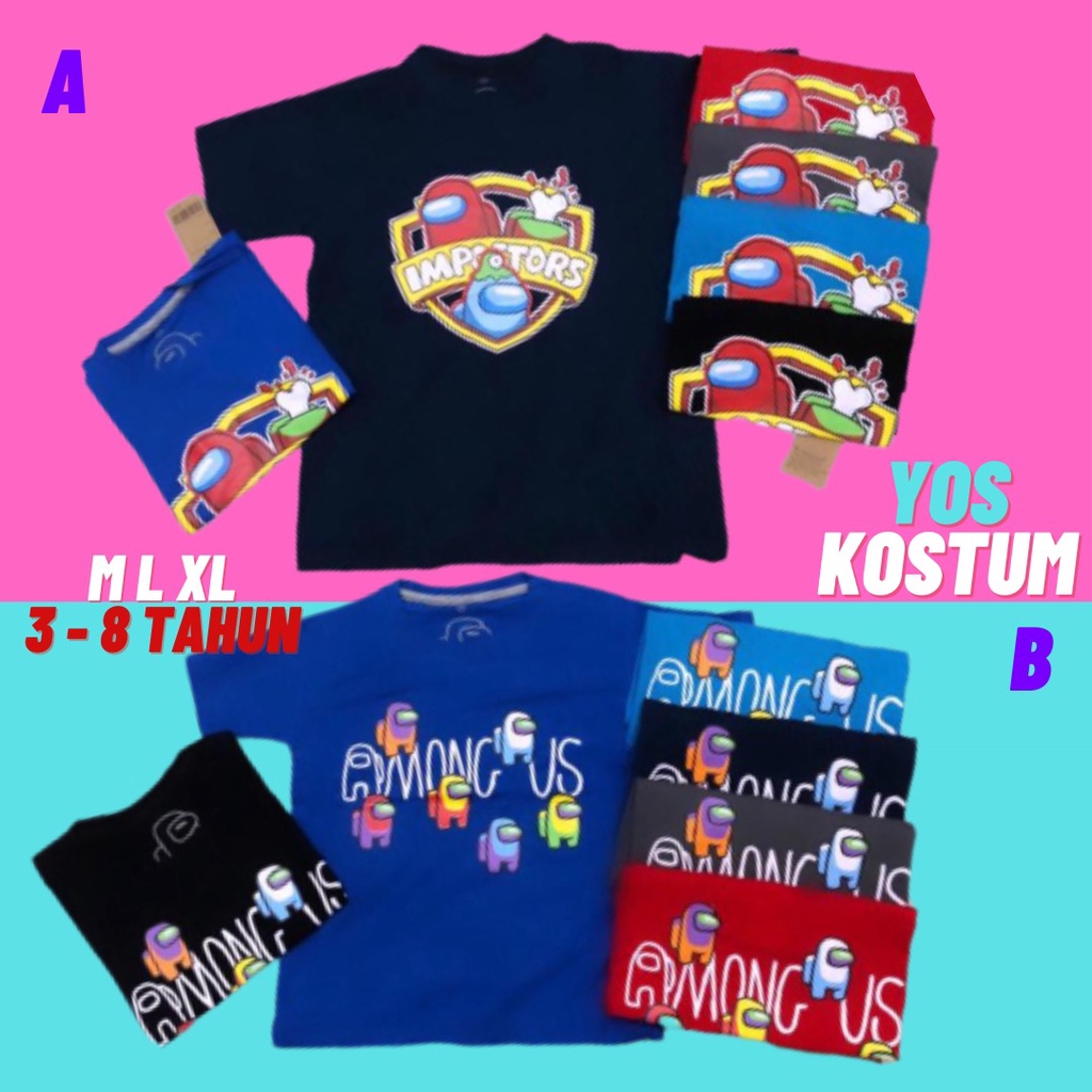 Baju Among Us Anak Kaos Game Laki Cowok Impostors 3 4 5 6 7 8 Tahun Distro Katun Spandex