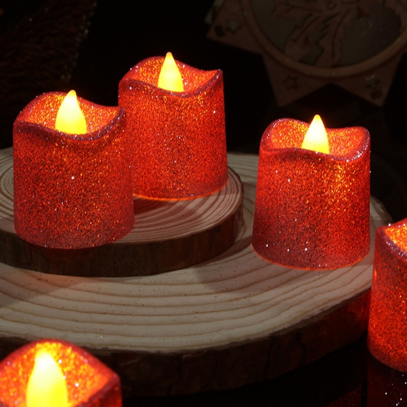 zzz 12pcs Glitter LED  Lights Flameless Tealight  Flickering Decoration