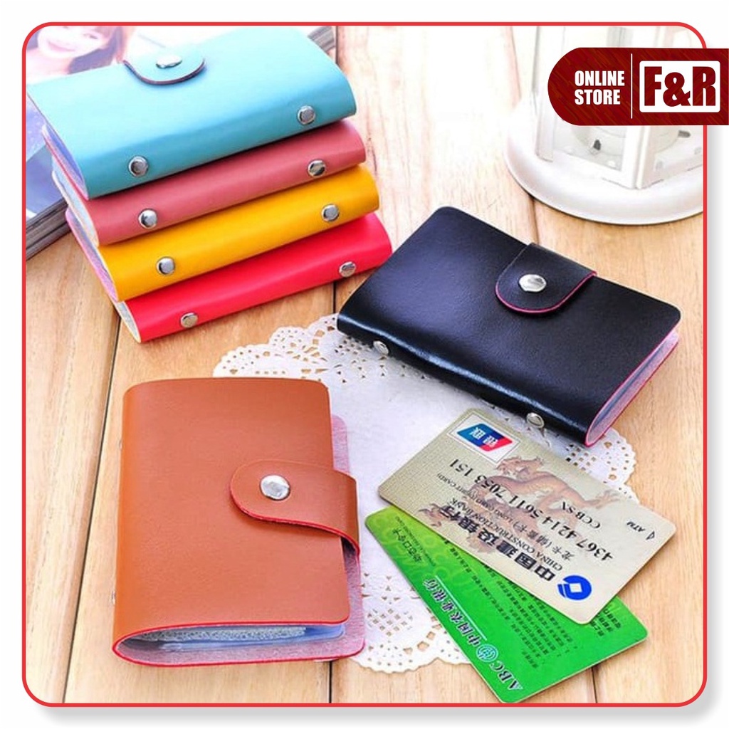 Dompet Kartu ATM Dompet Kartu Wanita Pria Dompet Kartu Kulit Import Isi 24 Card Holder Organizer