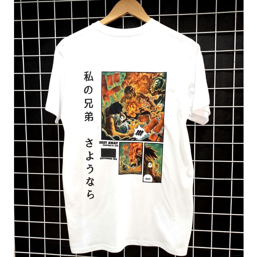 Tshirt Asce Luffy Marineford White Anime Manga One Piece