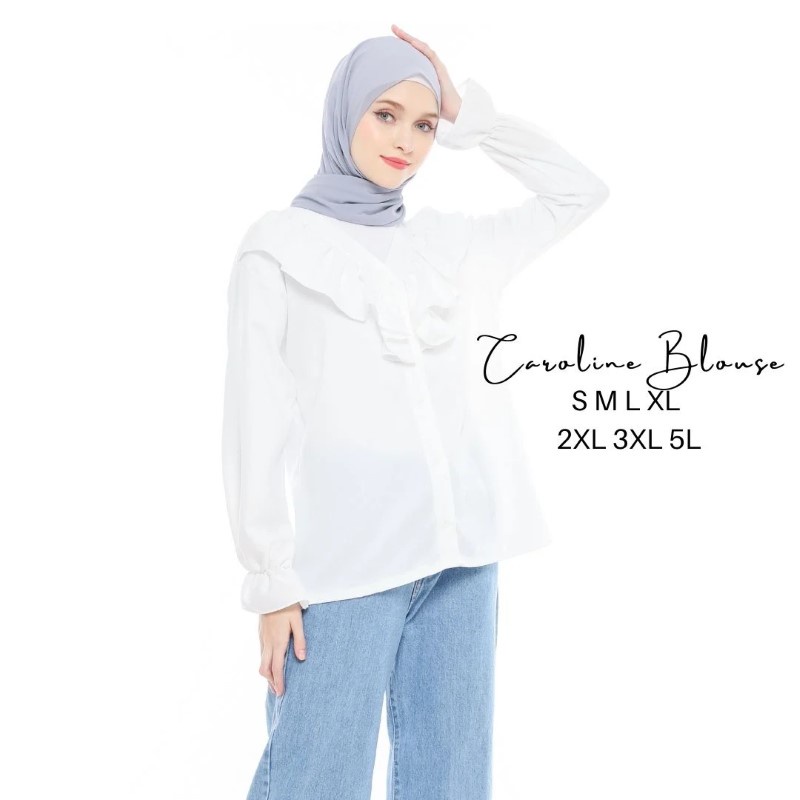 Size S M L XL XXL 3XL 4XL/5L - Caroline Blouse - Baju Ukuran Jumbo - Blouse Jumbo Atasan Jumbo - Ata