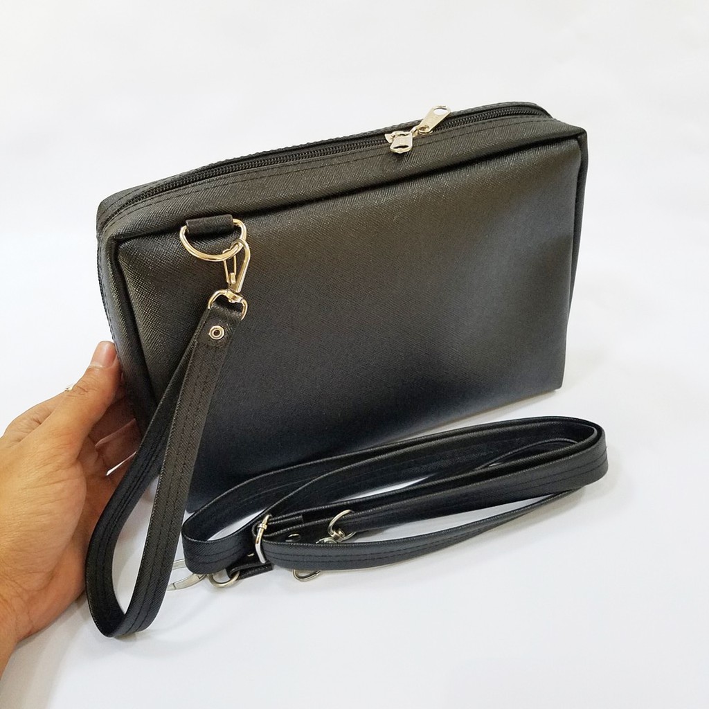 Exclusive Black Taiga Tas Dompet Wanita Multifungsi / Tas Clucth Pesta Cantik / Hand Bag HPO
