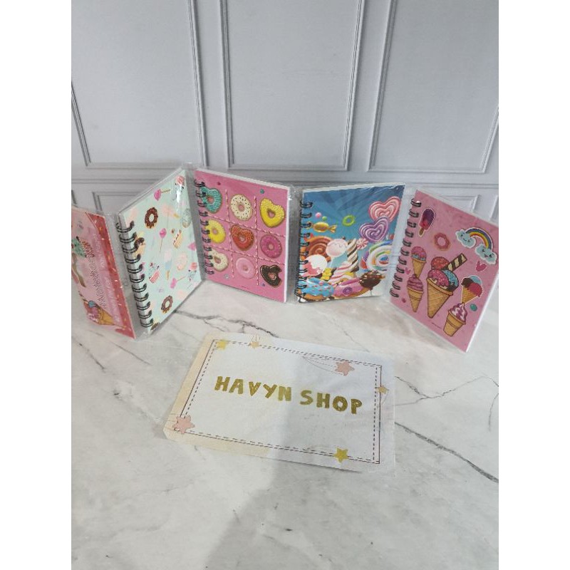 (4pc) notebooks/memo ring/diary kecil lembaran-MAKANAN